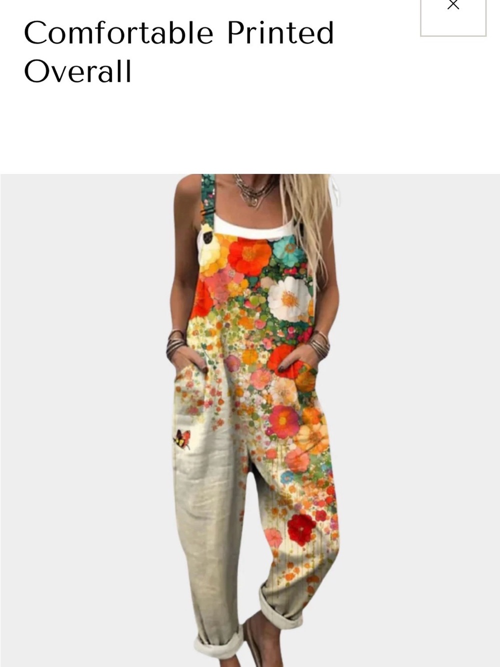 Floral Linen-Blend Printed Overalls - Multicolor